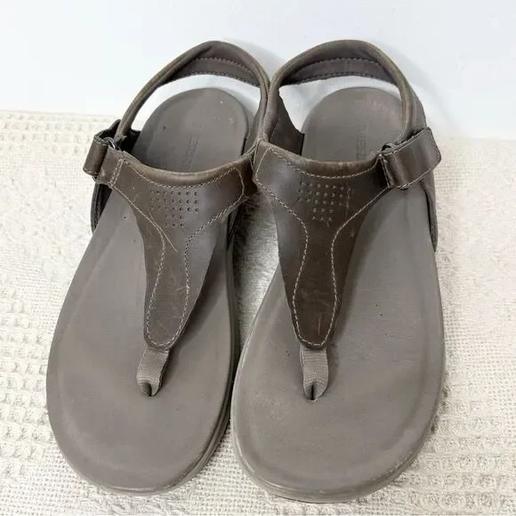 Merrell Brown Leather Brindle Sandals Thong Slingback - Picture 2 of 10